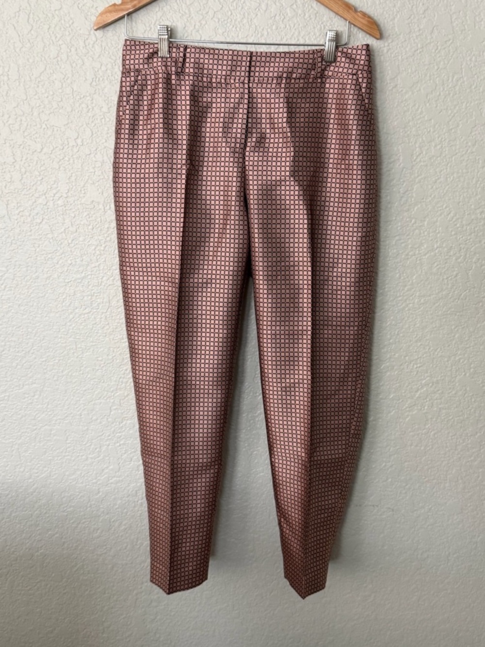Kate Spade Lewitt Margaux Checkered Trousers in Pink & Black Size 6